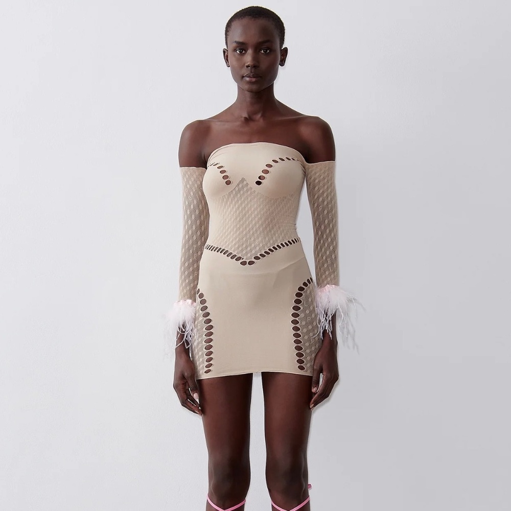 POSTER GIRL Lexi Taupe Cutout Minii Dress